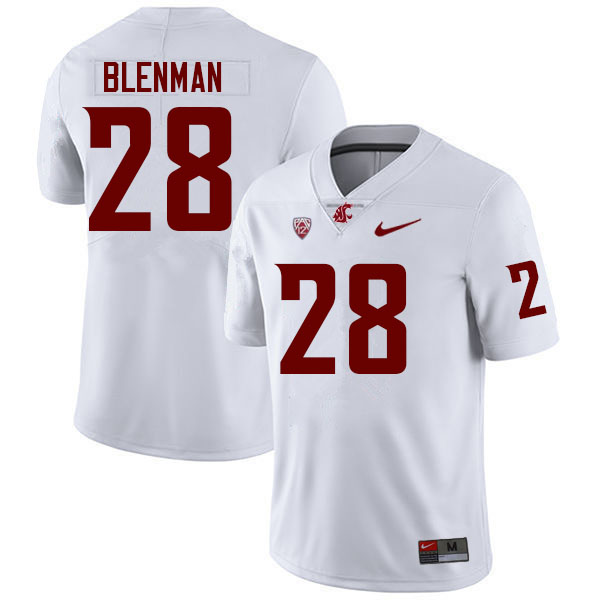 Men #28 Jhamell Blenman Washington State Cougars College Football Jerseys Sale-White